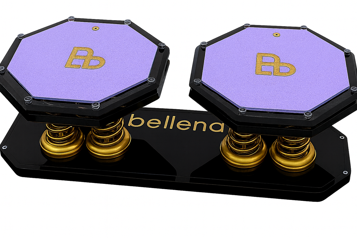 Black Smoke Double Spinning Balancer with black acrylic, lilac mats and gold springs