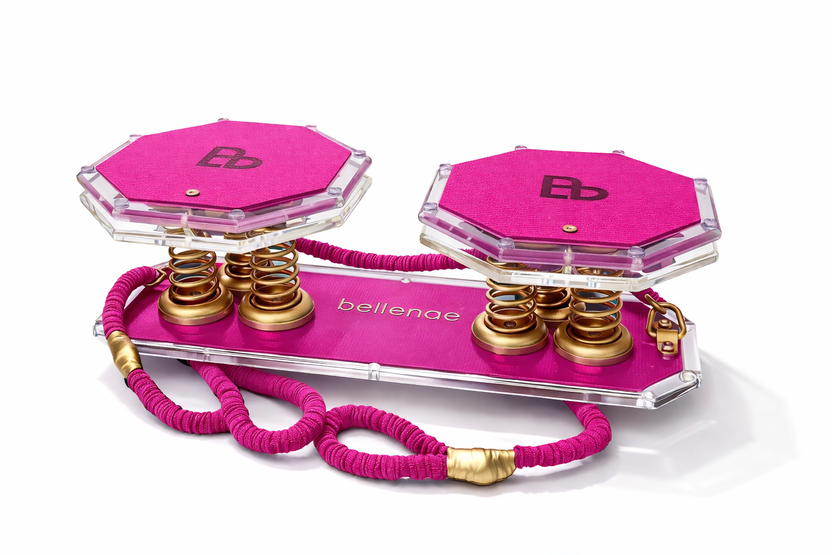 Bellenae Double Spinning Balancer with magenta mats and matching resistance bands